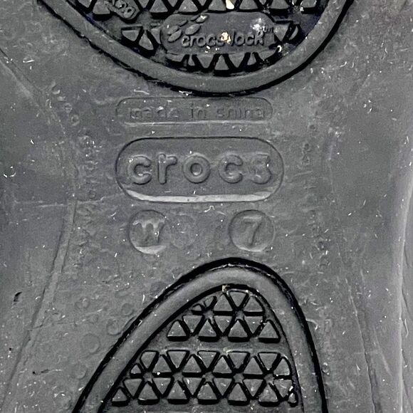 Crocs at Work Mercy Black Silver Floral Trim Back Strap Slip-Resistant Clogs 8 - Picture 2 of 9